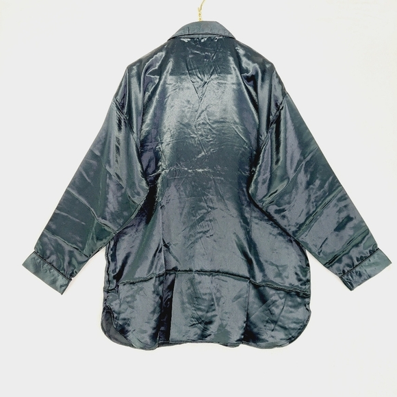 New Vintage Christian Dior Monsieur Black Satin Sleepshirt P5058 - Picture 4 of 8